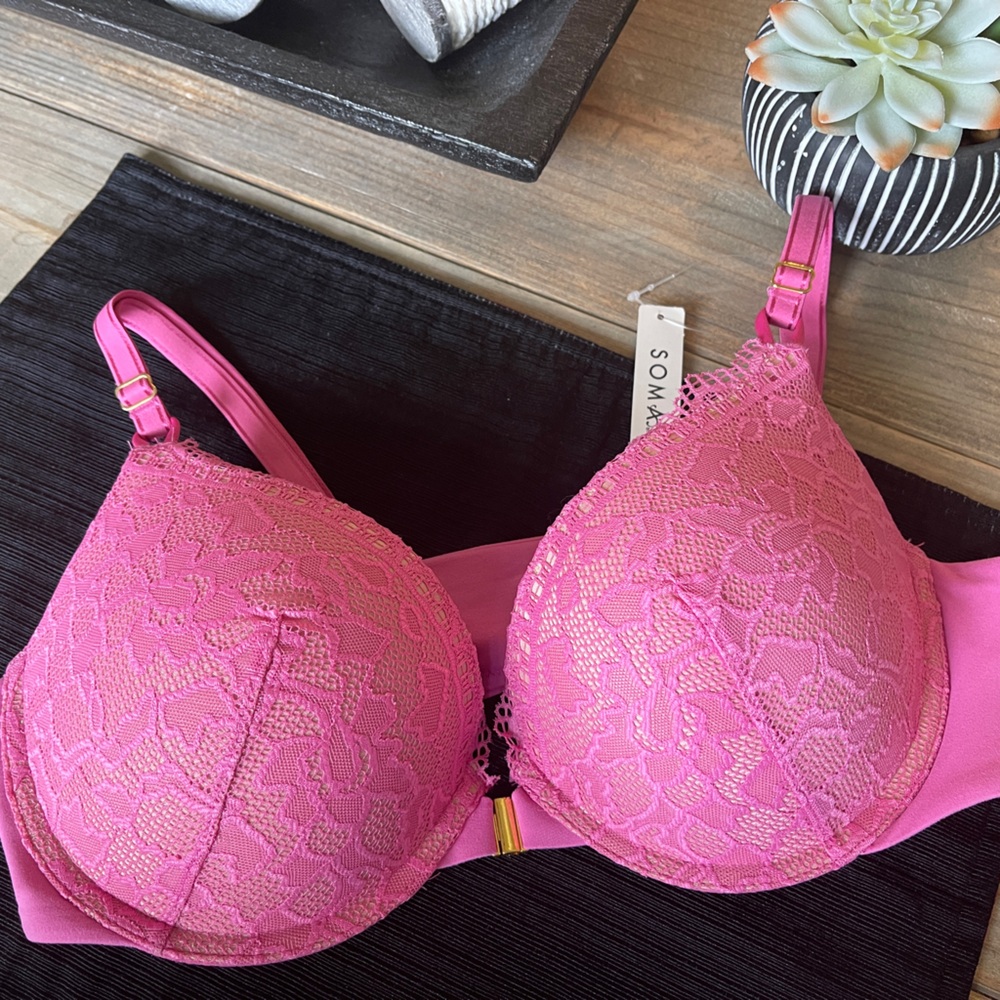 Soma Poet Pink Enchanting Lace Push Up Bra